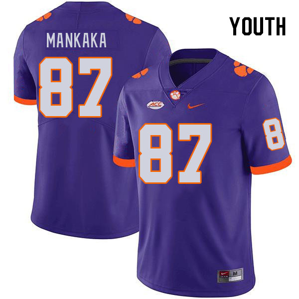 Youth #87 Michael Mankaka Clemson Tigers College Football Jerseys Stitched-Purple